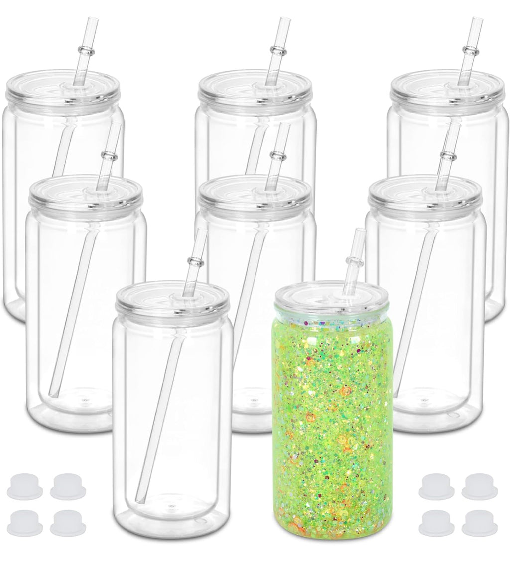 16 oz Acrylic Snow Globe Tumbler