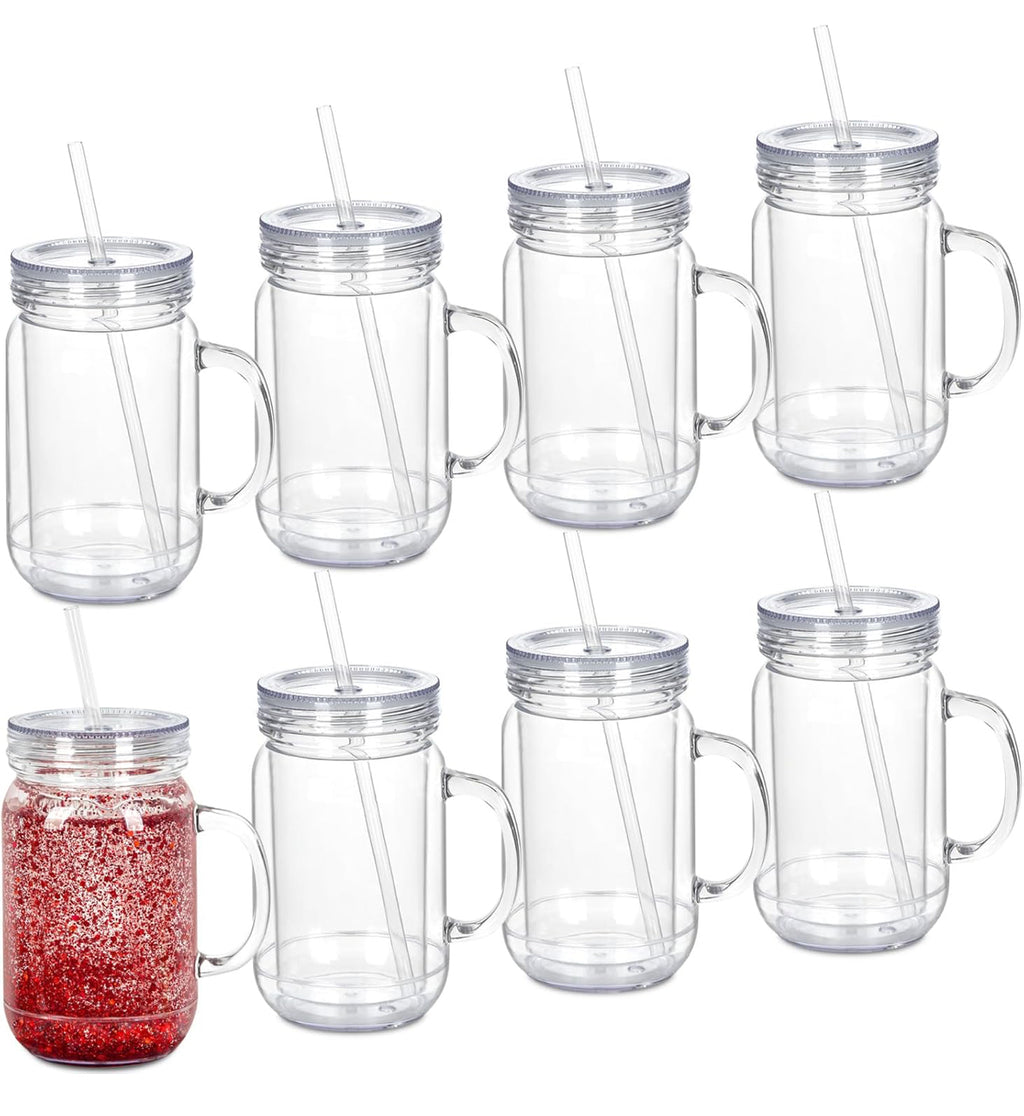 20 oz Acrylic Snow Globe Mason Jar