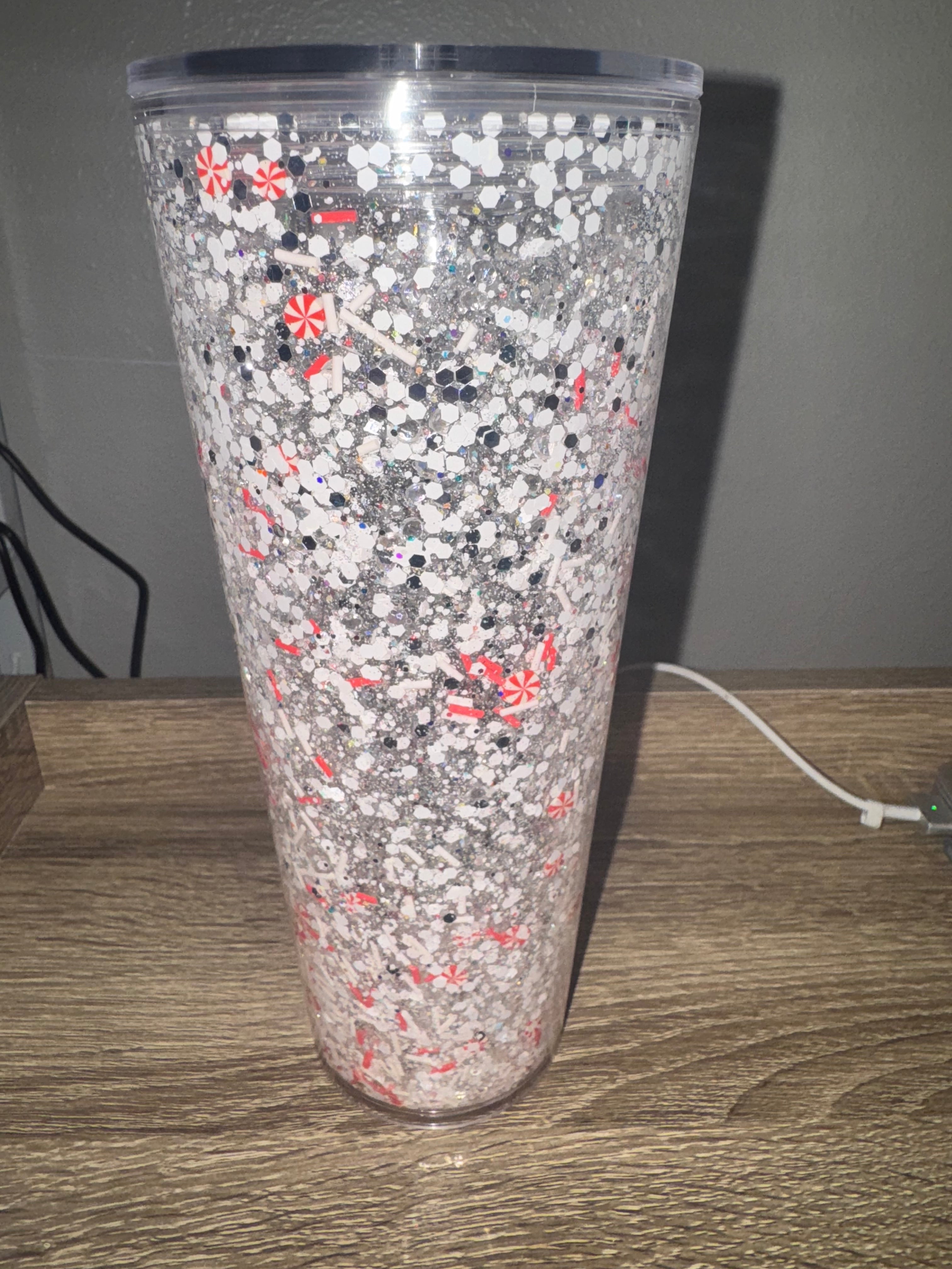 Peppermint 24oz Acrylic Snow Globe Cup
